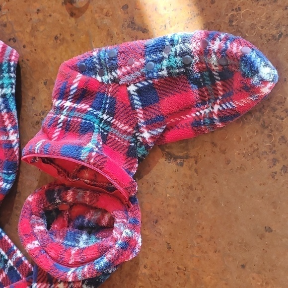 Alexander Del Rossa Fuzzy Footie Oversized Hoodie Attachable Feet Sz M Pajama - Picture 10 of 16